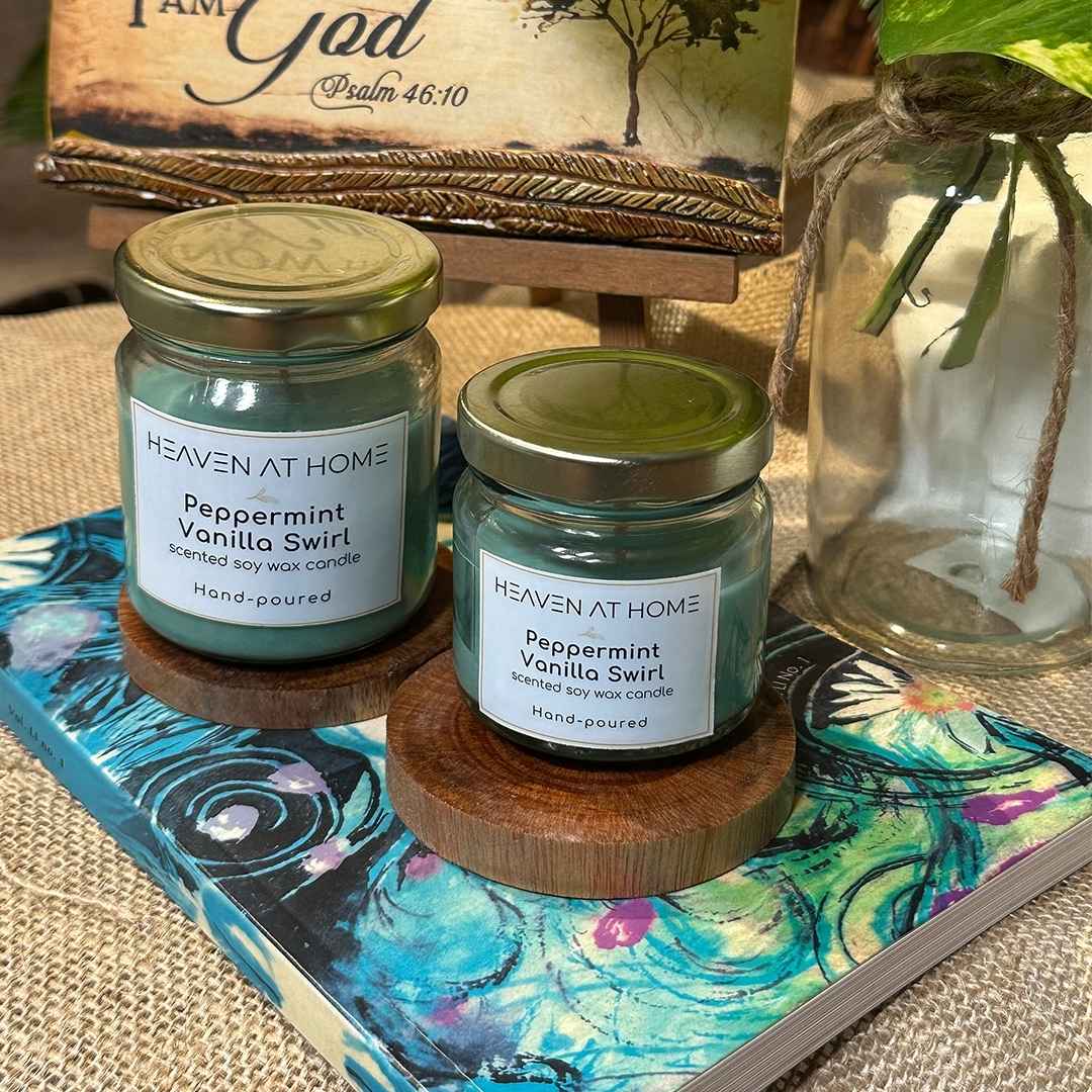 Peppermint Vanilla Swirl - Scented Soy Wax Candle